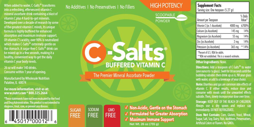 Best Form of Vitamin C is CSalts 26 oz. from Wholesale Nutrition